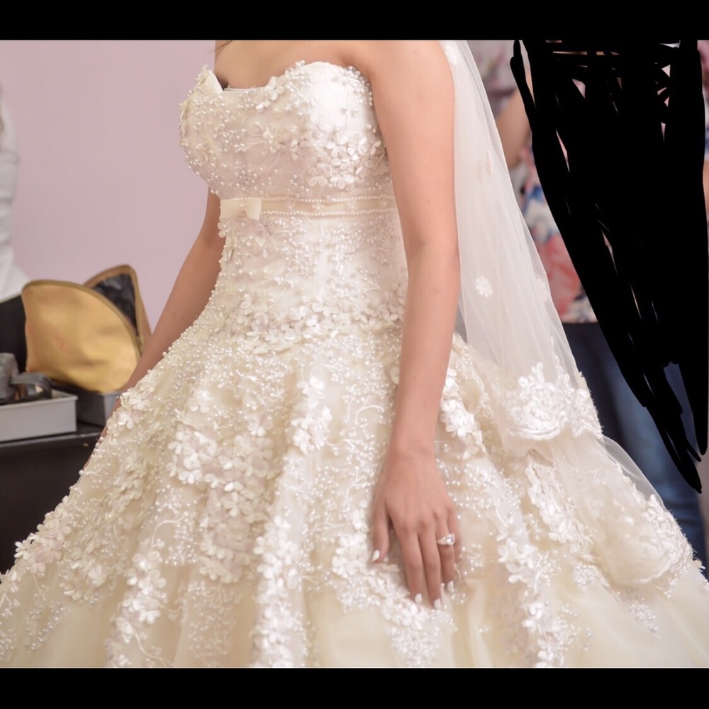 Handmade Ballgown wedding dress beaded with pearls